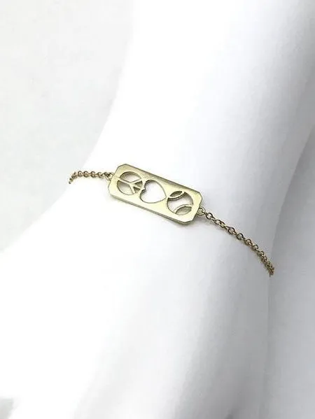 Gold Peace Love Tennis Bracelet