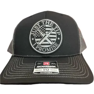 Just the Tip Hat with Premium Leatherette Patch on a Richardson 112 Trucker Hat Second Amendment Hat