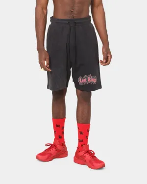 Last Kings Flaming Wings Sweat Shorts Black Wash