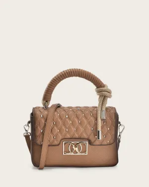 Light brown top handle handbag