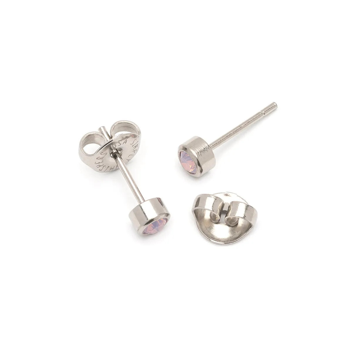 Light Pink Crystal Stud Earrings