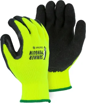 Majestic 3397HY Summer Penguin with Latex Palm Coating on Hi-Vis Yellow Knit Liner Gloves (One Dozen)