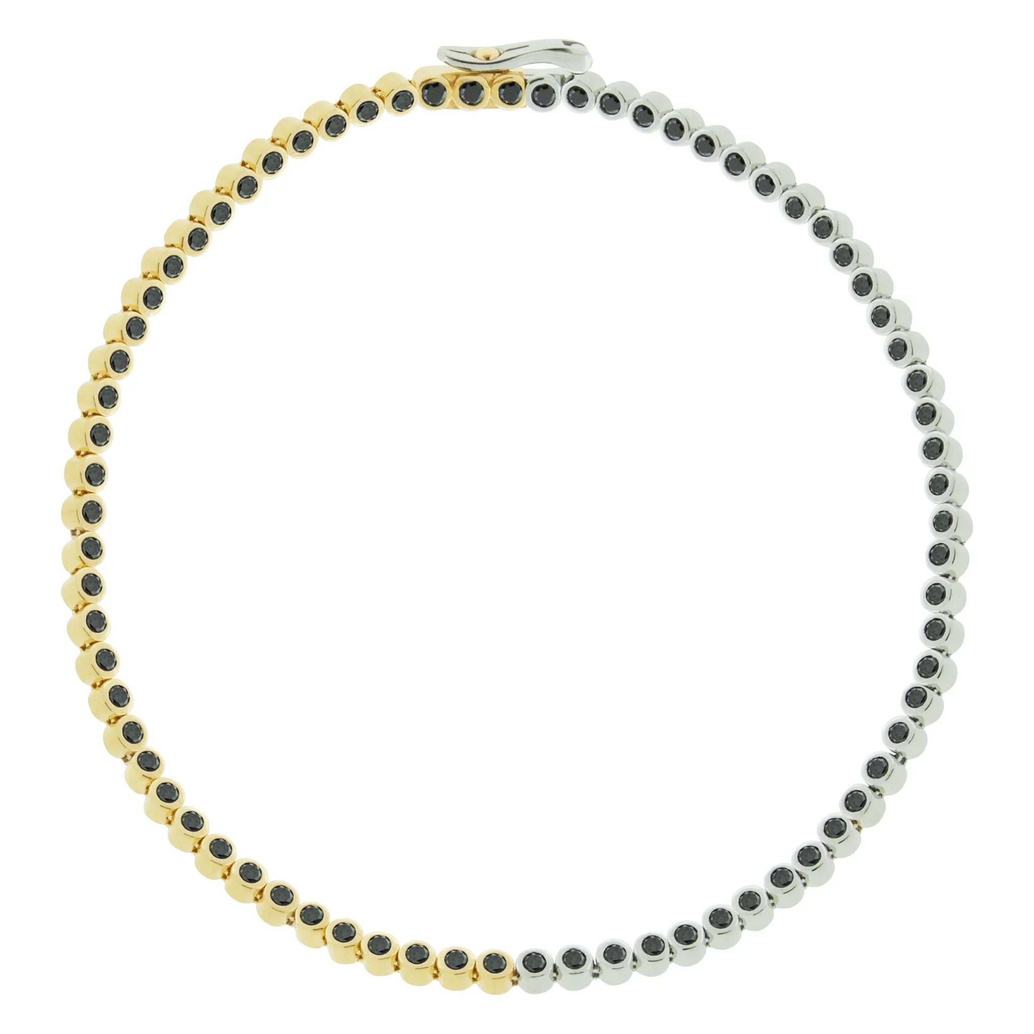 Mixed Gold Tennis Bracelet with Black Diamonds