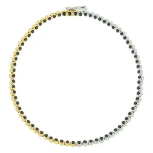 Mixed Gold Tennis Bracelet with Black Diamonds