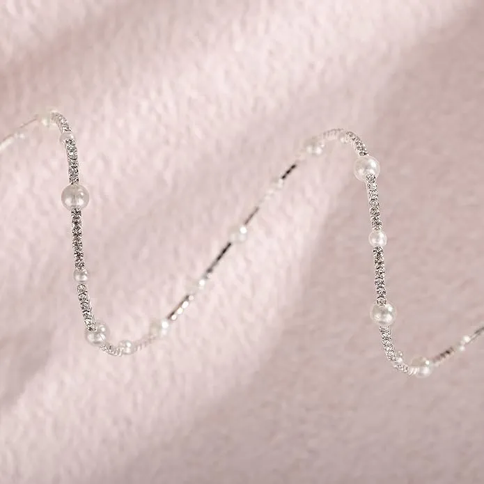 Multi Layered Stretch Wrap Silver Bracelets with Rhinestone