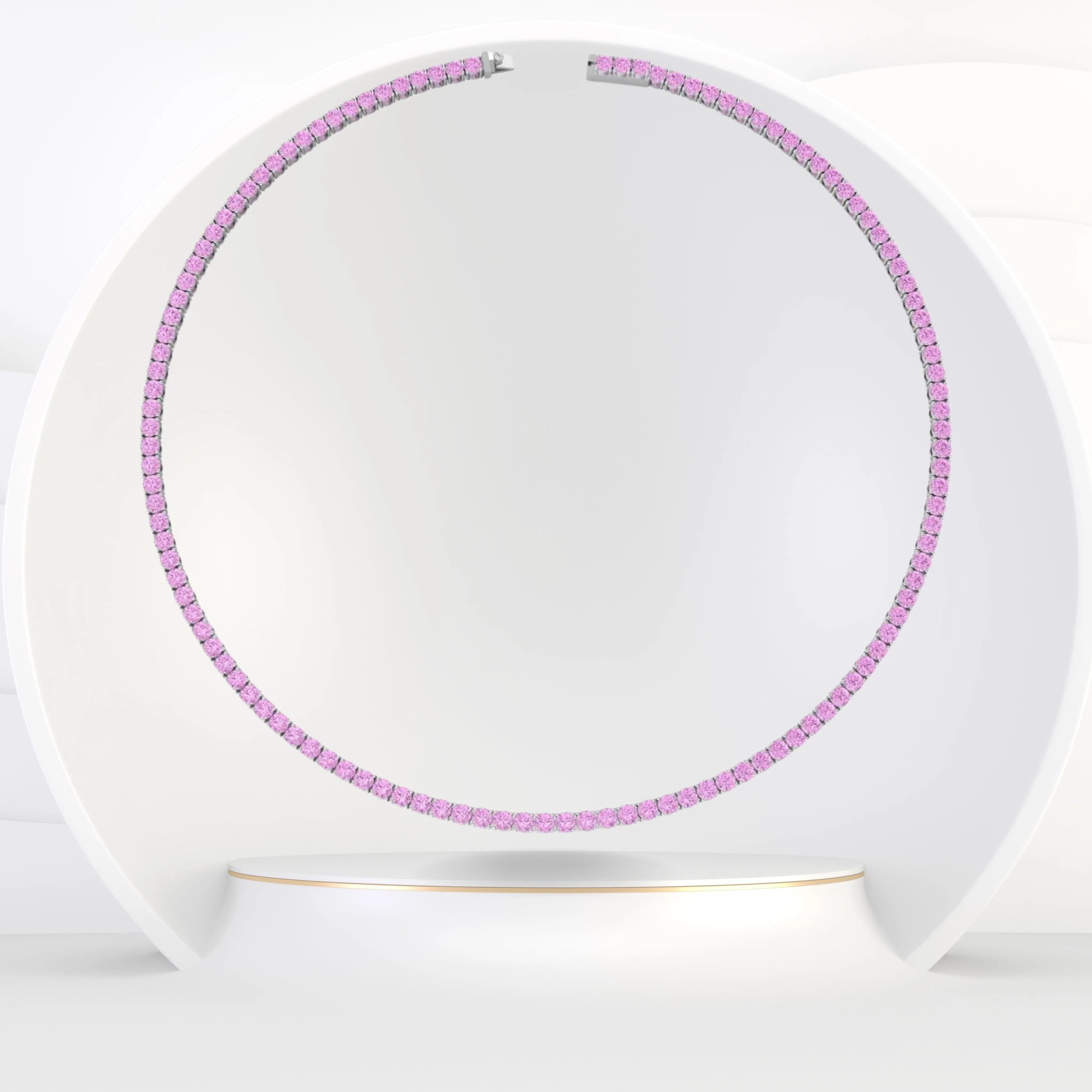 Natural Pink Sapphire Tennis Necklace