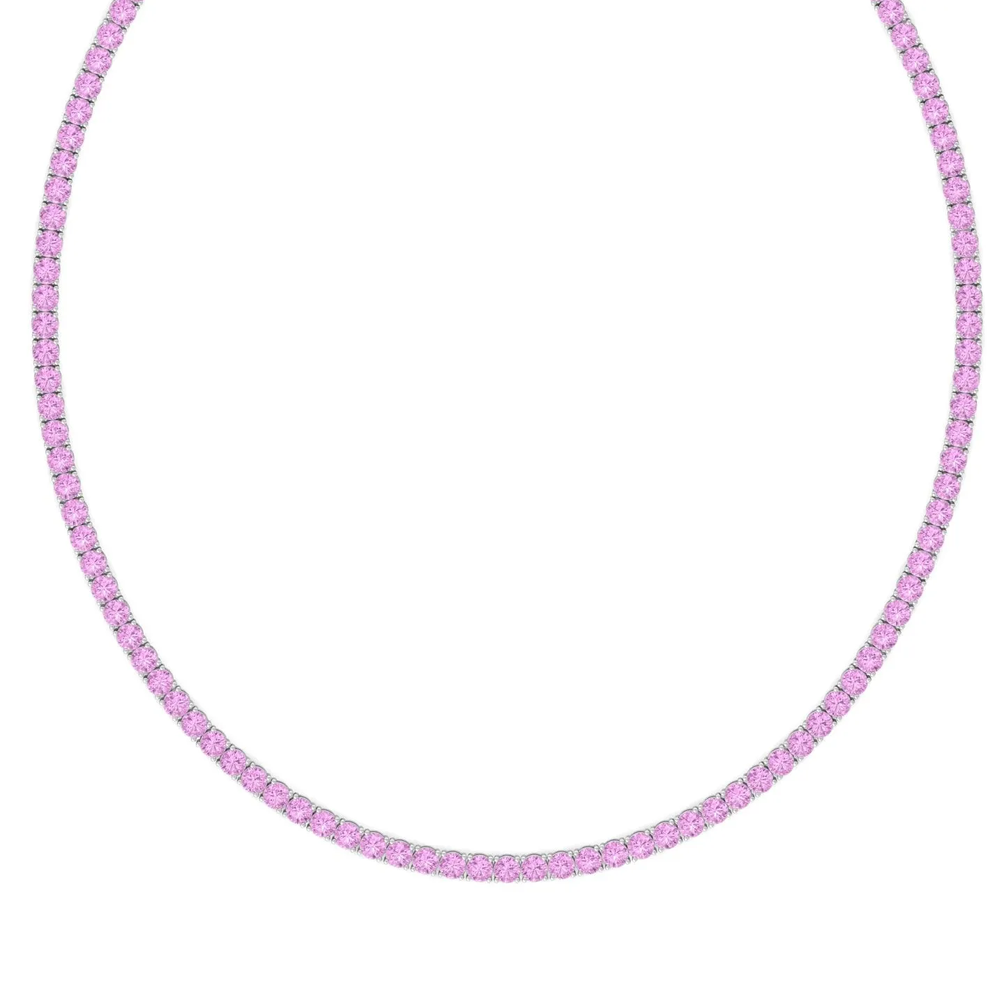 Natural Pink Sapphire Tennis Necklace