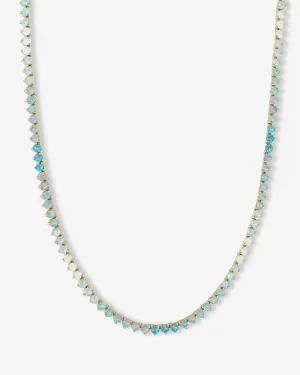 Not Your Basic Ombré Tennis Necklace 16" - Gold|Blue Opal Ombré