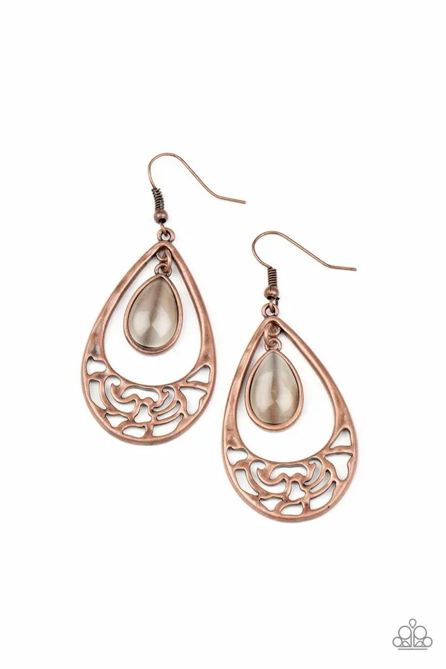 Paparazzi Earring ~ DEW You Feel Me? - Copper