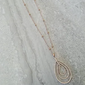 Park Lane Rose Gold Plated Crystal Tear Drop Long Necklace