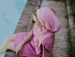 Pink Dri Fit Ribbed (with velvet silicone strong grip band and drifit dust bag) Head Scarf
