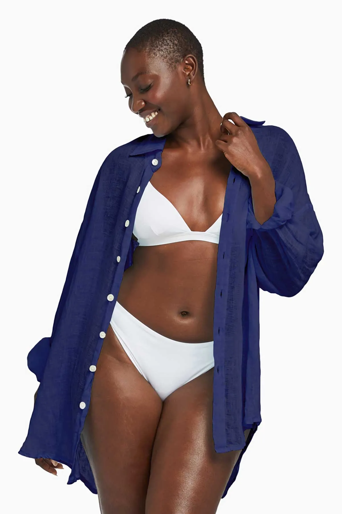 Playa Linen Boyfriend Shirt - EcoLinen Gauze Midnight