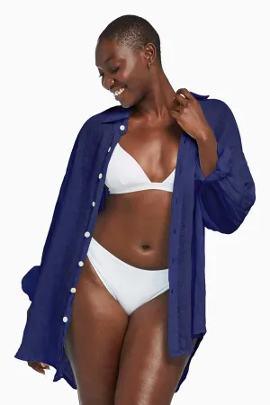 Playa Linen Boyfriend Shirt - EcoLinen Gauze Midnight