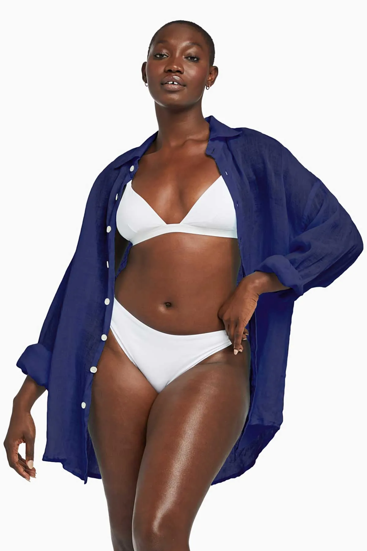 Playa Linen Boyfriend Shirt - EcoLinen Gauze Midnight