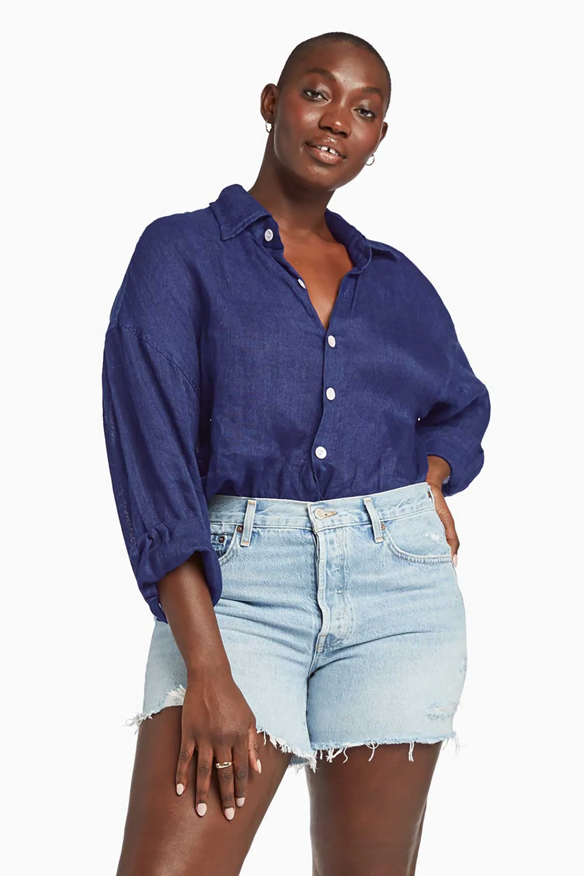 Playa Linen Boyfriend Shirt - EcoLinen Gauze Midnight