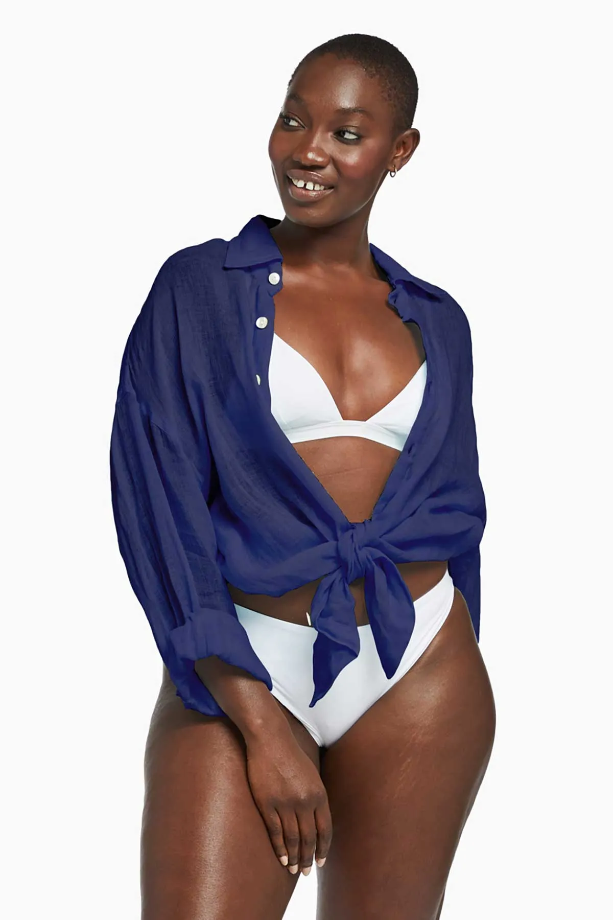 Playa Linen Boyfriend Shirt - EcoLinen Gauze Midnight