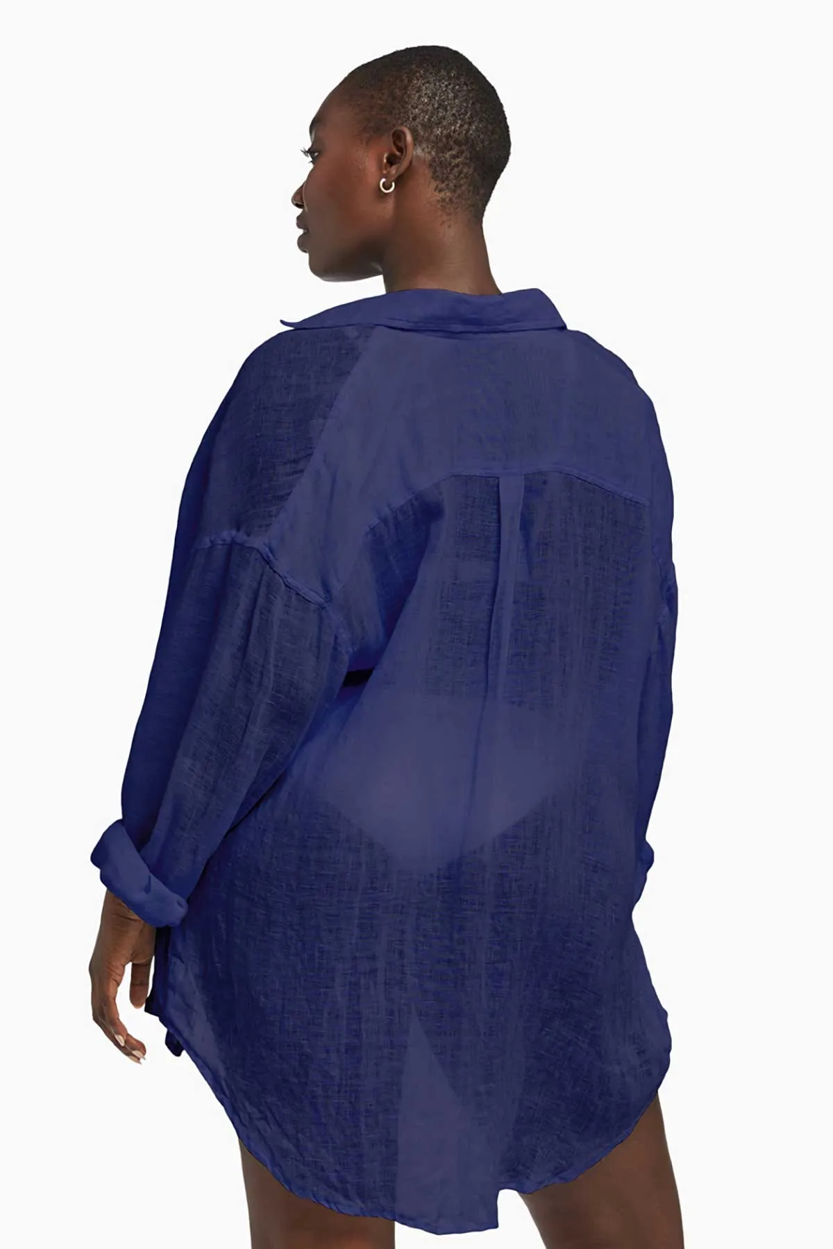 Playa Linen Boyfriend Shirt - EcoLinen Gauze Midnight