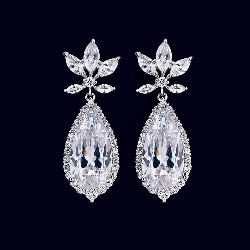 "Calista" - Cubic Zirconia Bridal Earrings - Available in Rose Gold and Silver