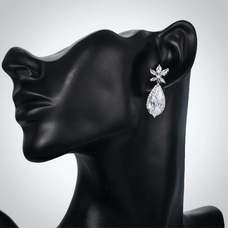 "Calista" - Cubic Zirconia Bridal Earrings - Available in Rose Gold and Silver