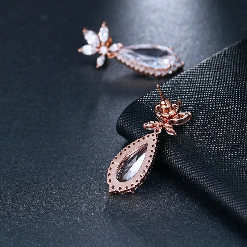 "Calista" - Cubic Zirconia Bridal Earrings - Available in Rose Gold and Silver