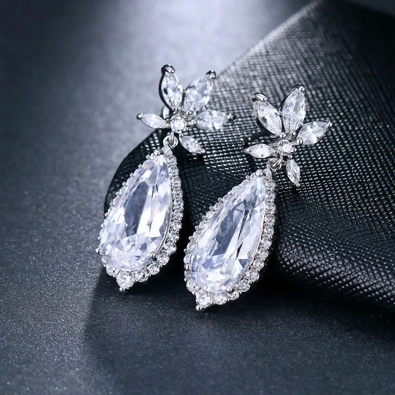 "Calista" - Cubic Zirconia Bridal Earrings - Available in Rose Gold and Silver