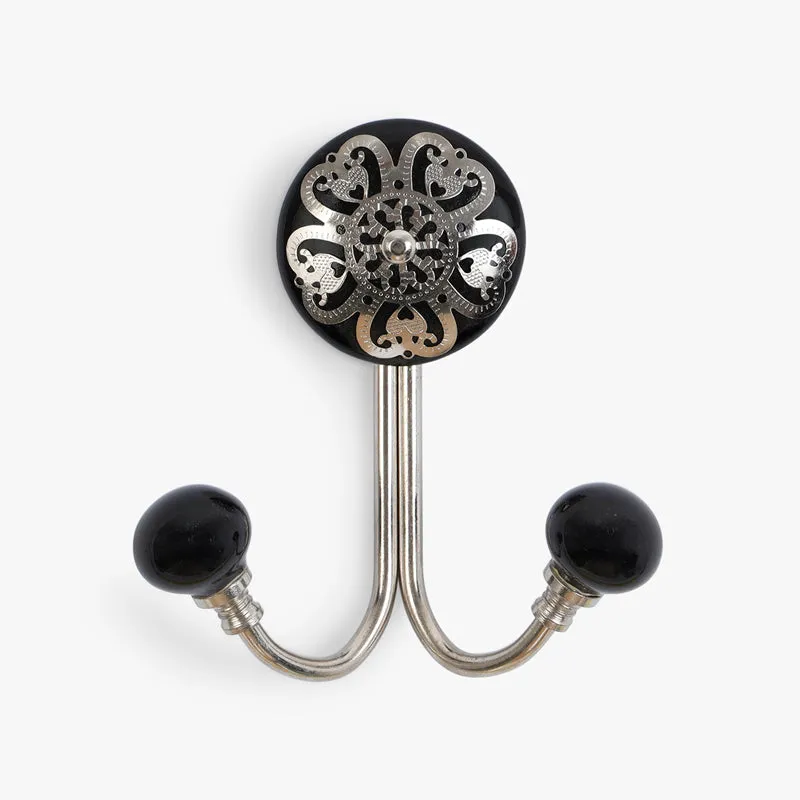 Rana Floral Filigree Wall Hook - Black