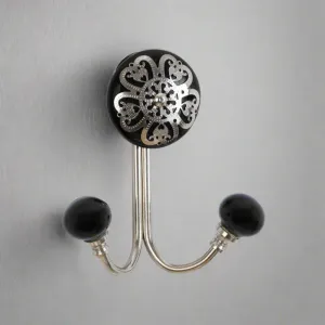 Rana Floral Filigree Wall Hook - Black