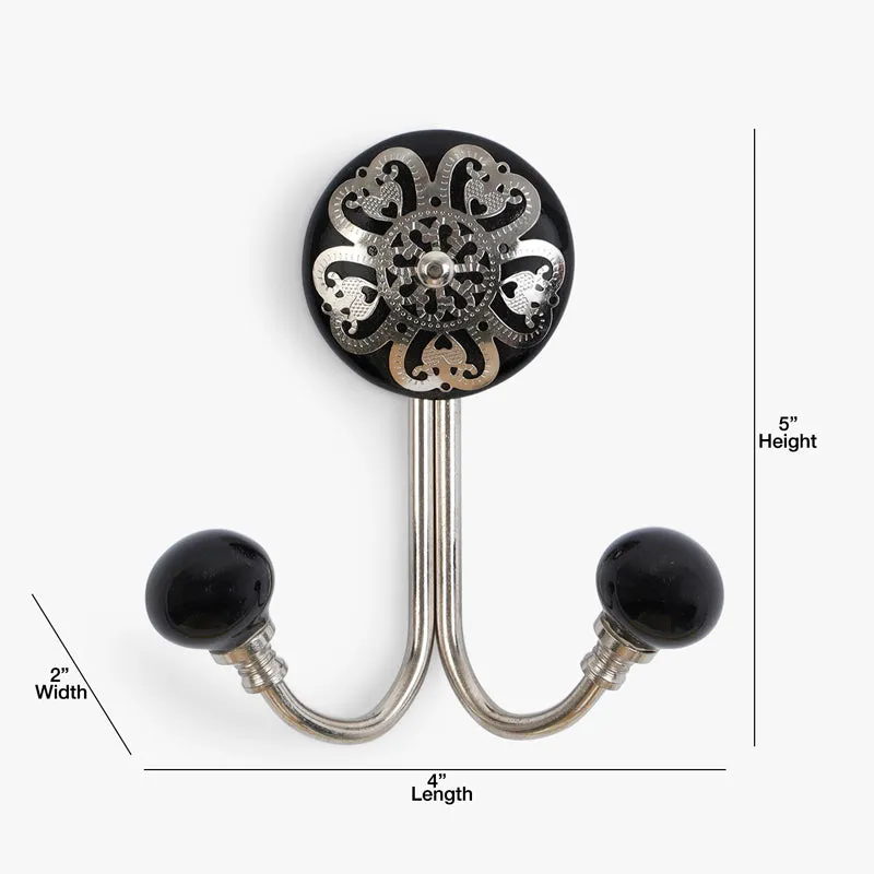 Rana Floral Filigree Wall Hook - Black
