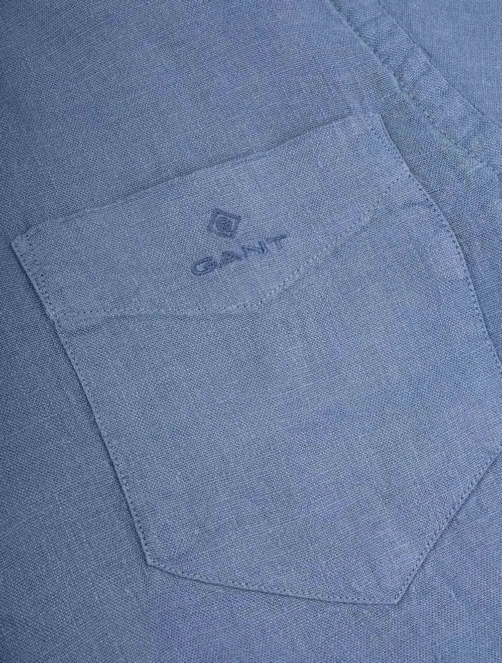 Regular Fit Garment Dyed Linen Shirt Salty Sea