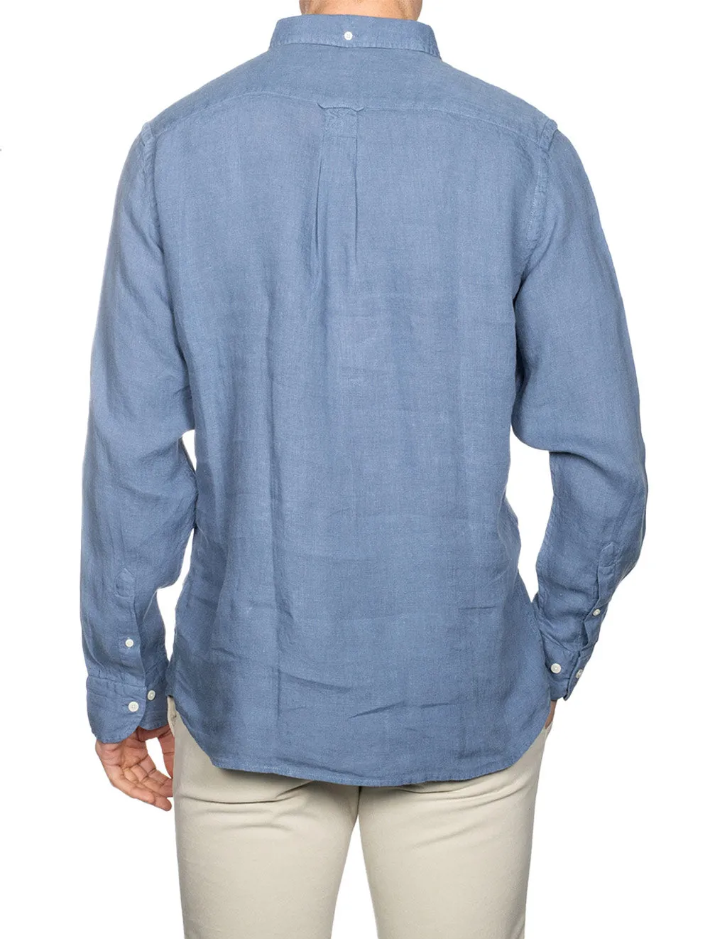 Regular Fit Garment Dyed Linen Shirt Salty Sea