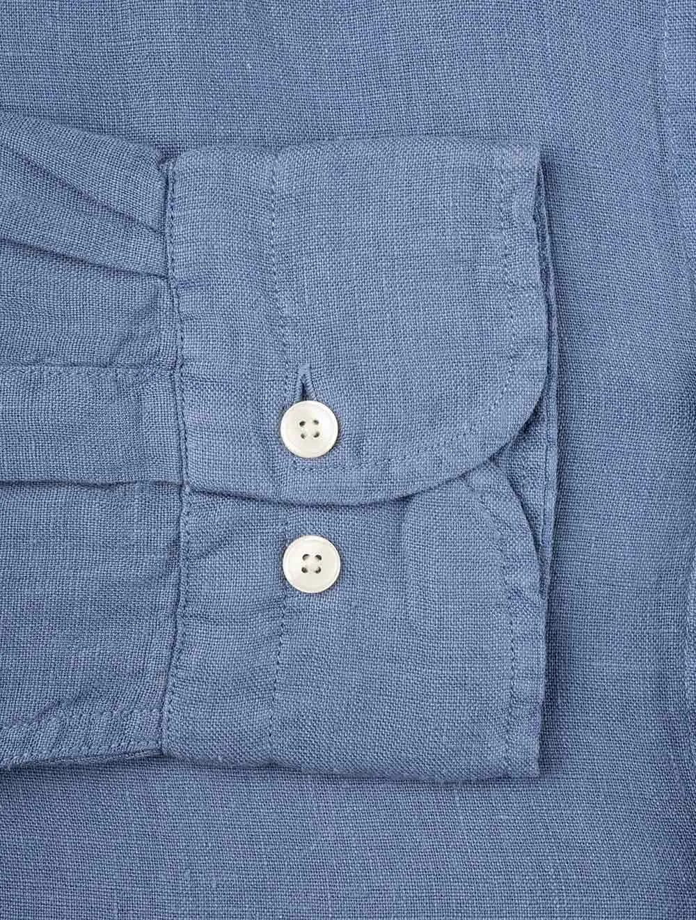 Regular Fit Garment Dyed Linen Shirt Salty Sea