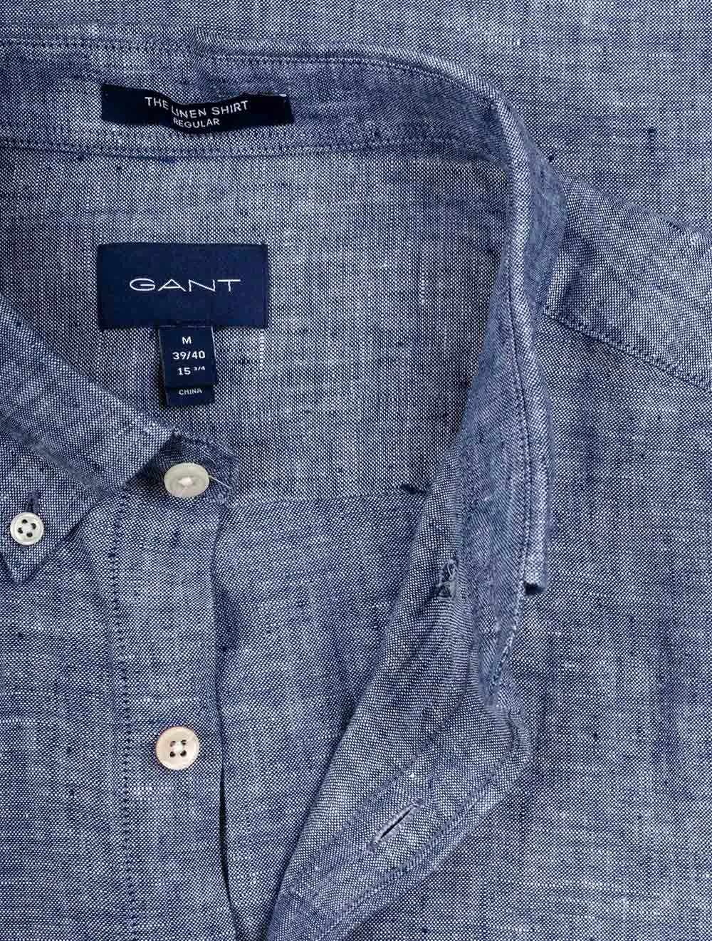 Regular Linen Short Sleeve Shirt Persian Blue