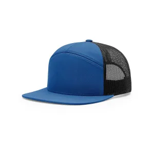 Richardson Royal/Black Mesh Back Split 7 Panel Trucker Hat
