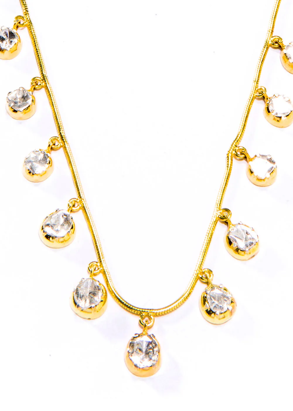 Rose Cut Diamond Drops Necklace