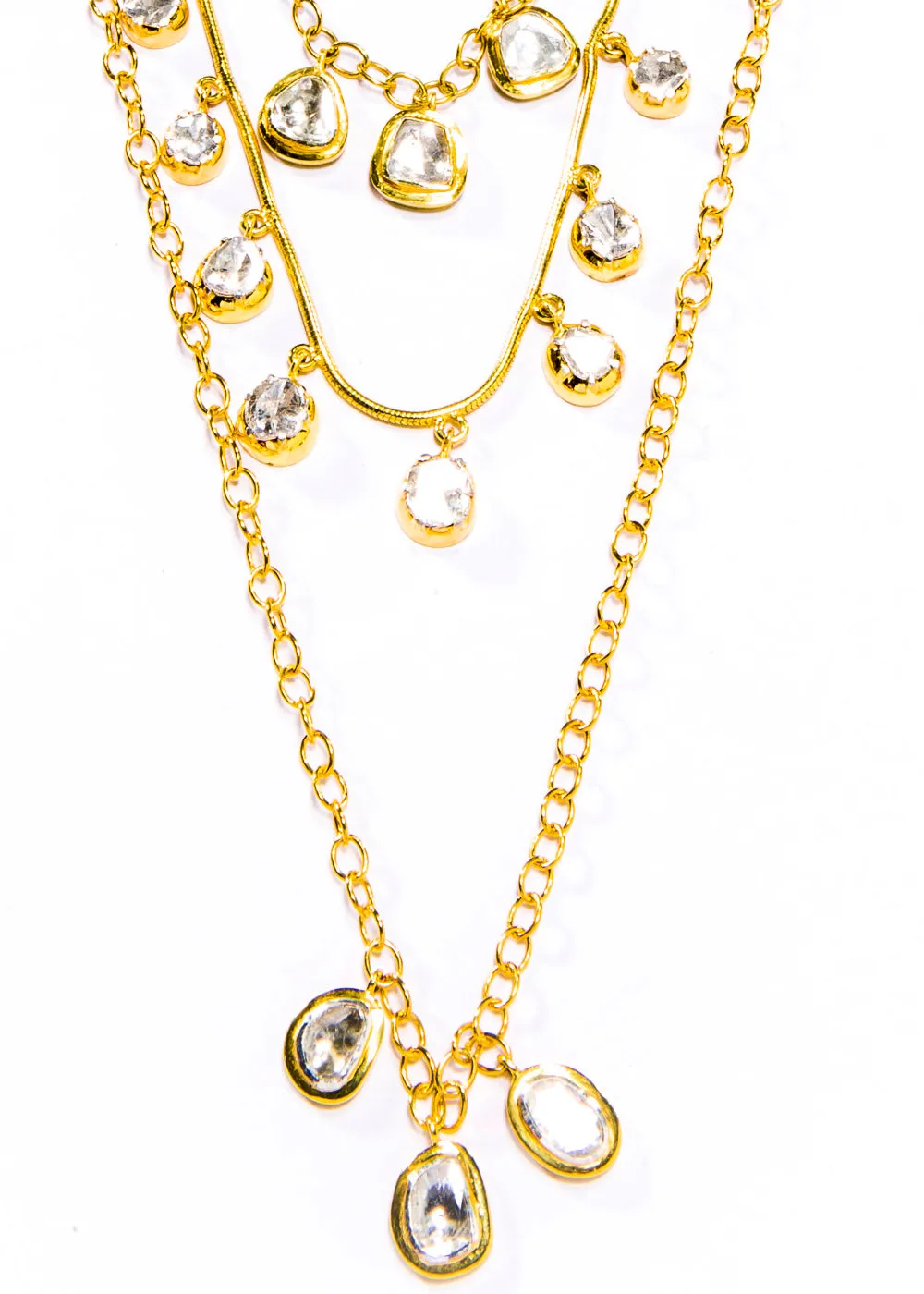 Rose Cut Diamond Drops Necklace