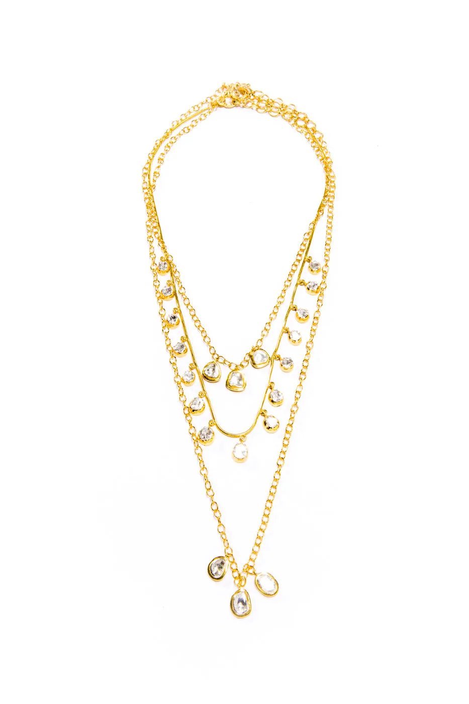Rose Cut Diamond Drops Necklace