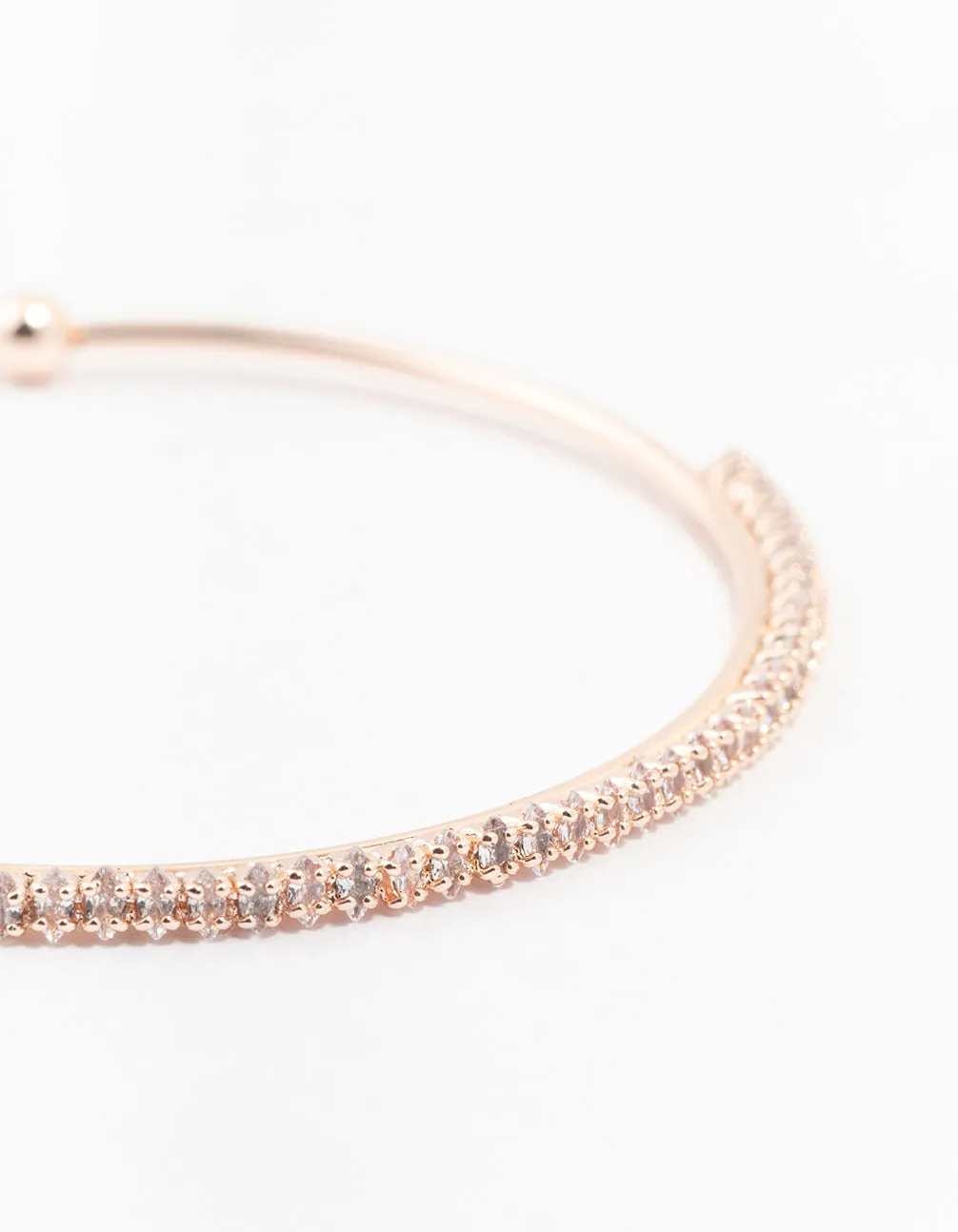 Rose Gold Plated Cubic Zirconia Mini Marquise Wrist Cuff