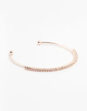 Rose Gold Plated Cubic Zirconia Mini Marquise Wrist Cuff