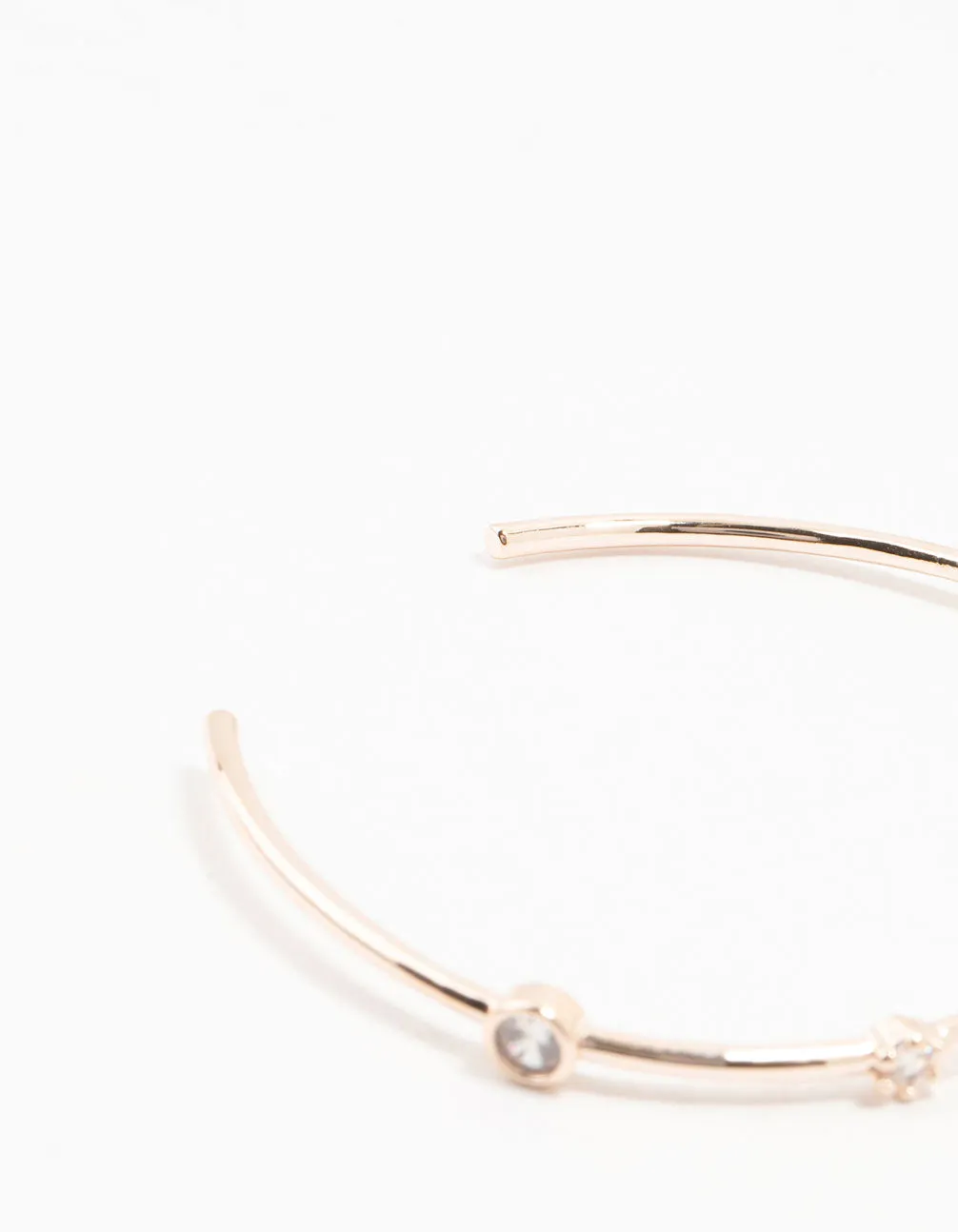 Rose Gold Plated Station Round Cubic Zirconia Wrist Cuff