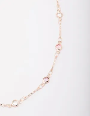 Rose Gold Stone Multi Necklace