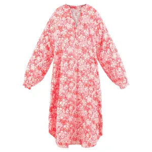 Ruby Linen Dress in Coral Peony