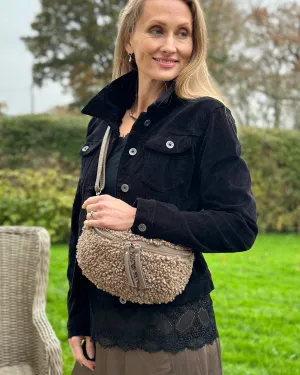 Sheering Bum Bag - Mocha With Silver Finishings