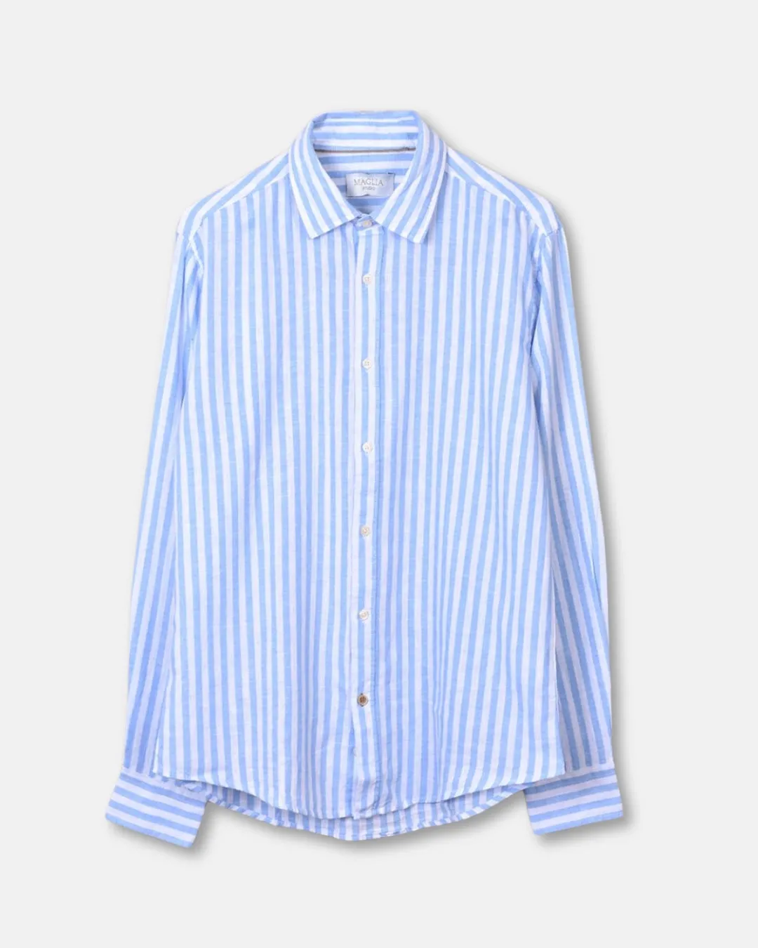 Shirt Striped Cotton/Linen - Light Blue