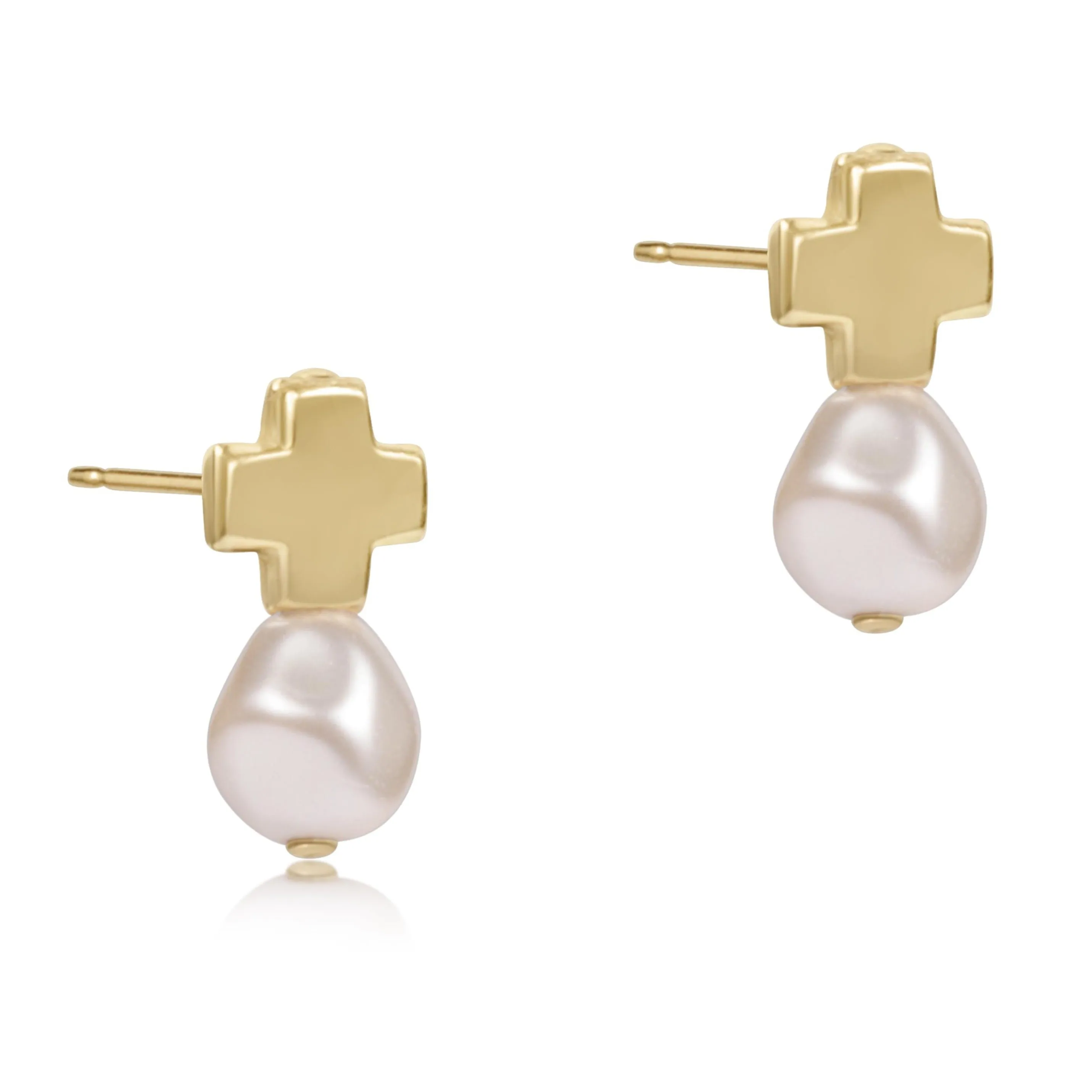 Signature Cross Gold Stud - Pearl