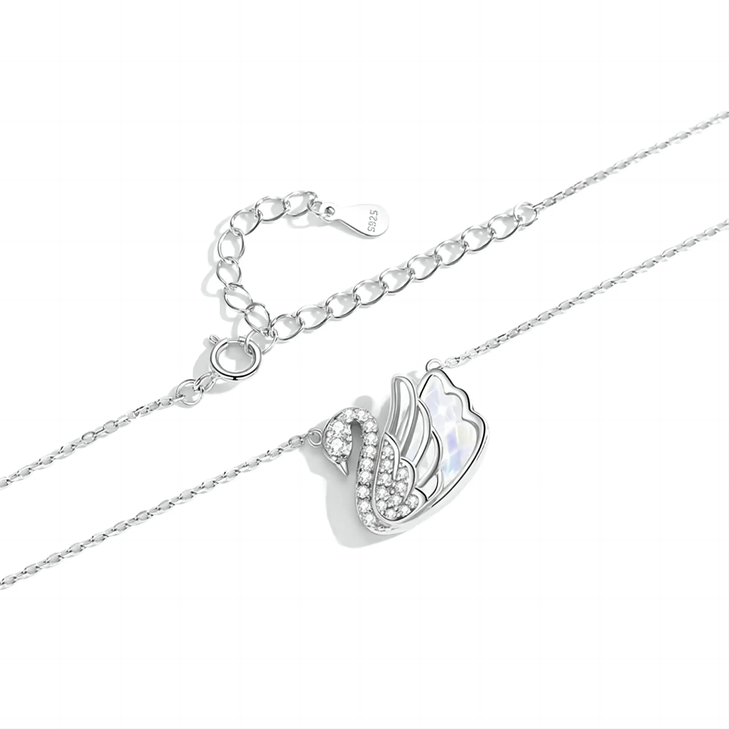 Silver Swarovski Crystal Swan Pendant Necklace
