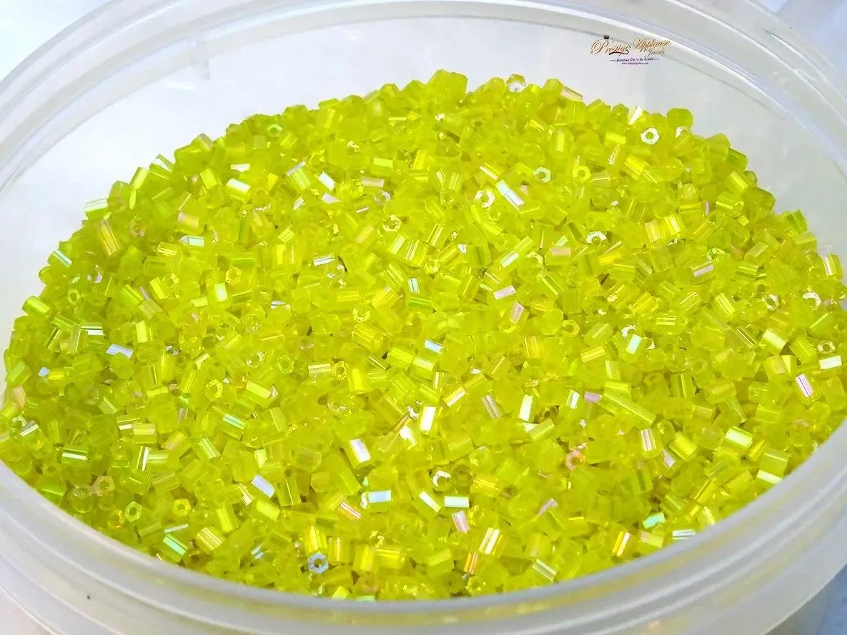 Small Yellow Crystal Bugle Beads - High Quality for Jewelry Making