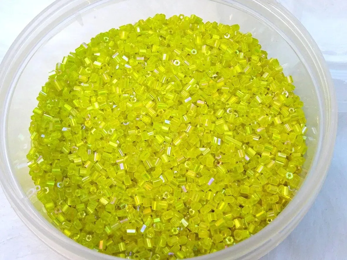 Small Yellow Crystal Bugle Beads - High Quality for Jewelry Making