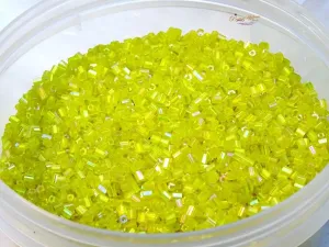 Small Yellow Crystal Bugle Beads - High Quality for Jewelry Making