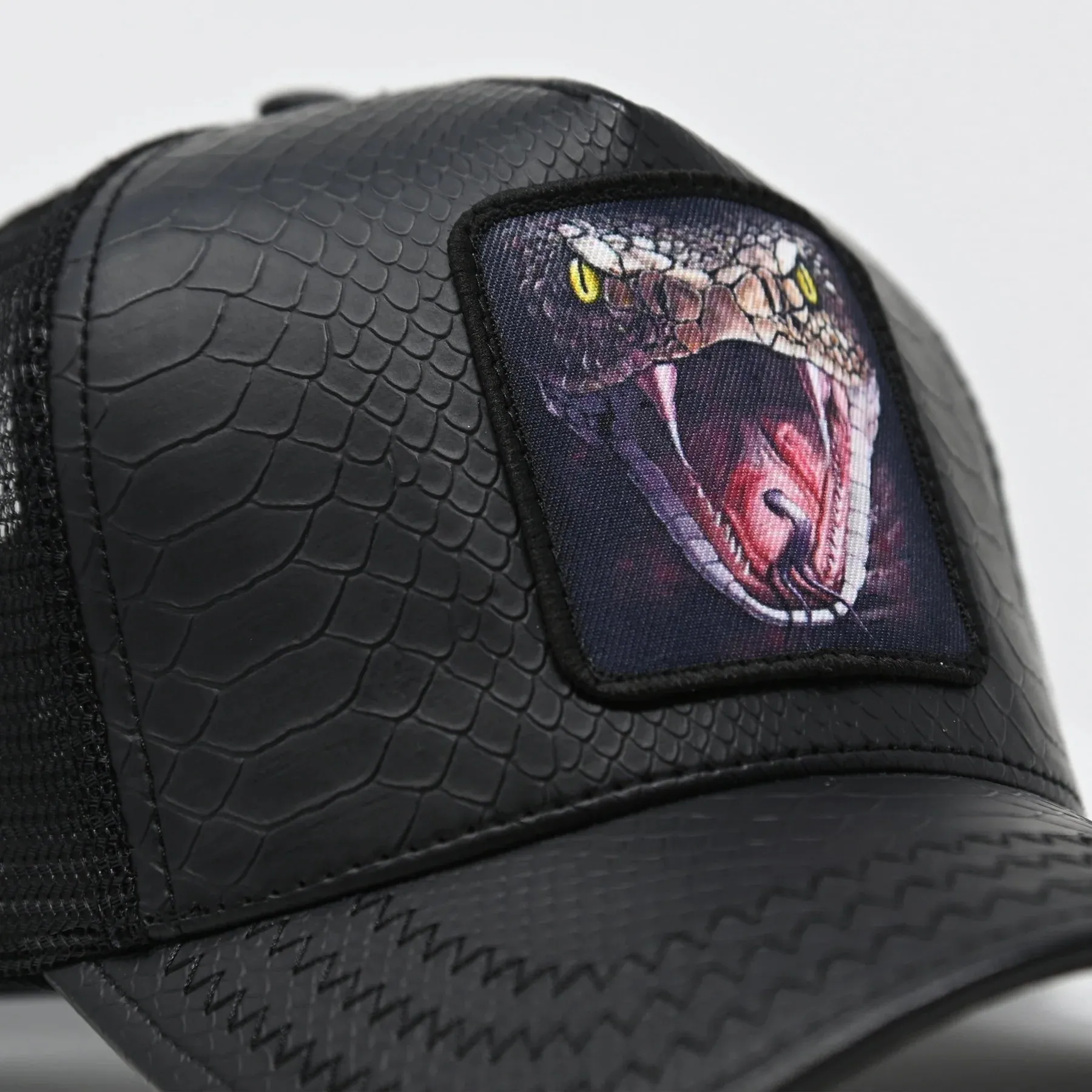 Snake Leather Trucker Hat (Black) - GS1033