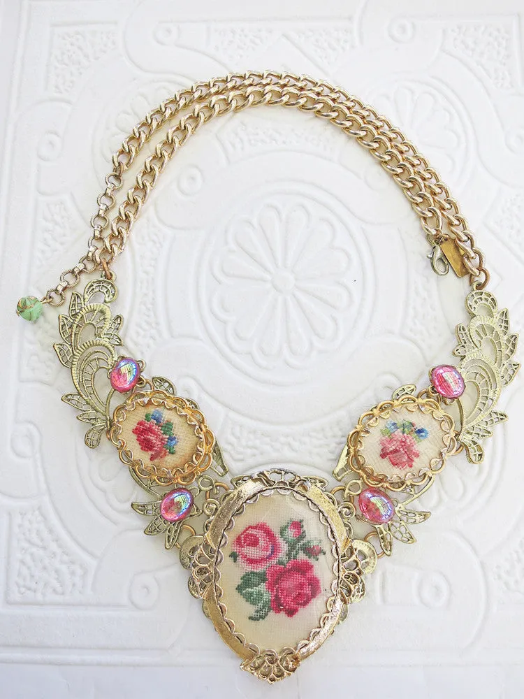 So Pretty Petit Point Filigree Collar/ Necklace